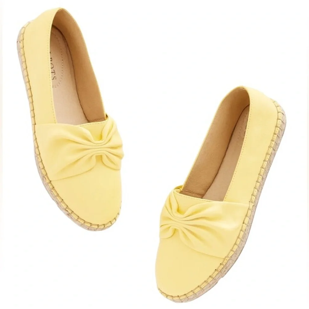 NEW Talbots Izzy Cinched Nappa Yellow Leather Espadrilles in Lemon Chiffon - 9.5
